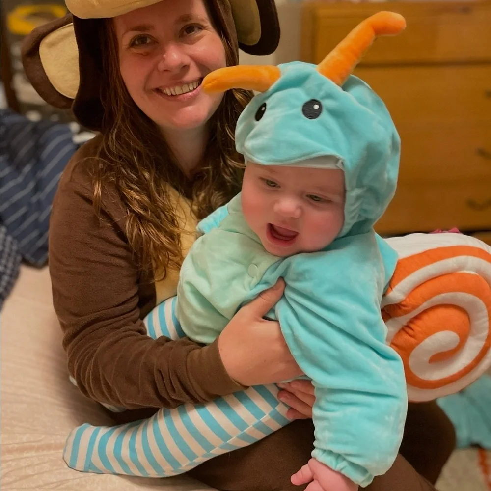 Turquoise & Orange Snail Baby Costume Size 6-12 Months